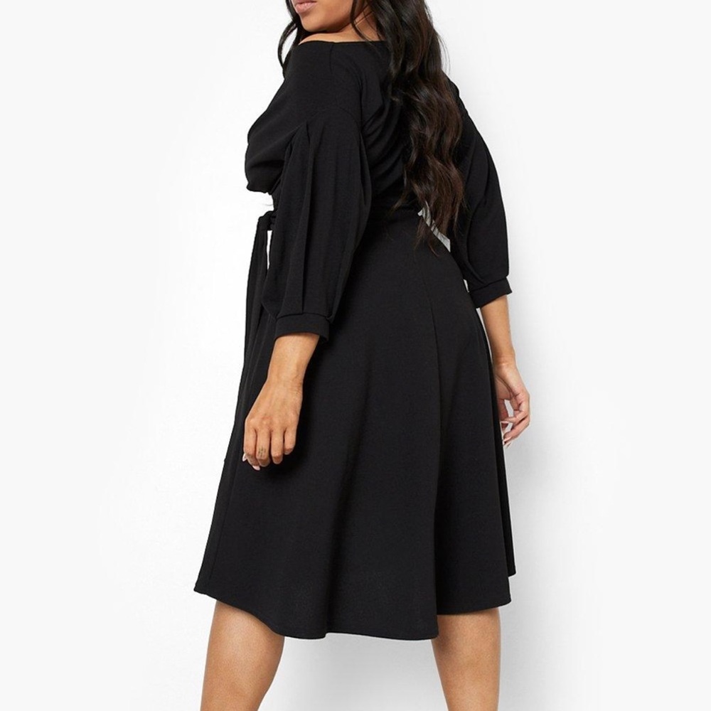 BooHoo Off Shoulder Wrap Midi Dress